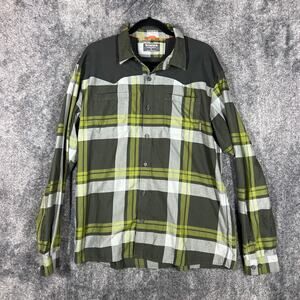 Simms Shirt Mens Large Green Paid Outdoors Fishing Casual Lightweight Polyester